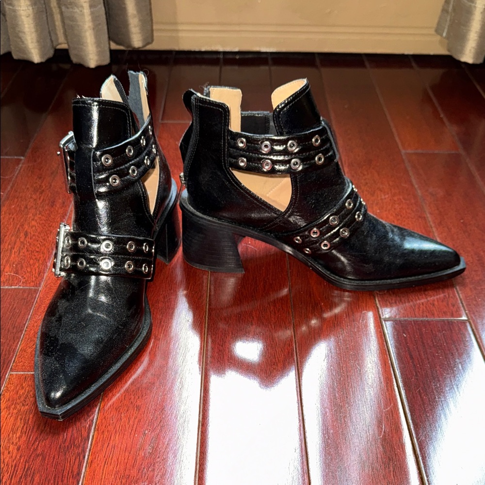 Steve Madden Black Studded Cutout Ankle Boots